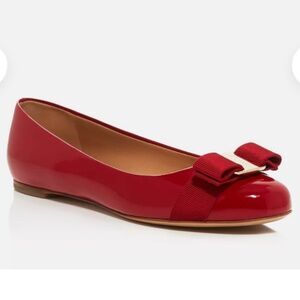 Salvatore Ferragamo Patent Bow Ballet Flats